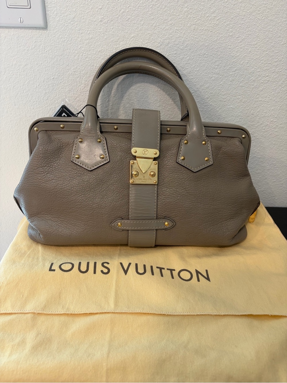 Louis Vuitton Suhali L'Ingenieux Taupe Leather Satchel with Gold Hardware
